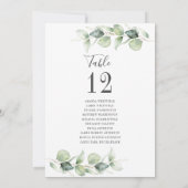 Numéro de table de mariage Eucalyptus avec noms de (Dos)