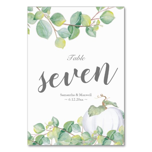 Numéro de table de mariage Eucalyptus Citrouille B (Dos)