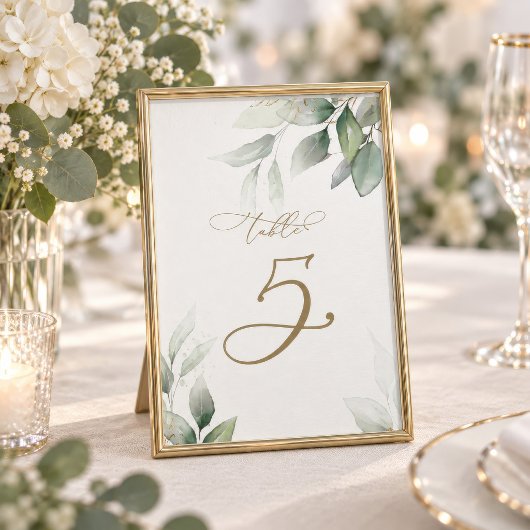Numéro de table de mariage Eucalyptus Greenery Tab