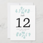 Numéro de table de mariage Eucalyptus sarcelle (Devant)