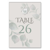 Numéro de table de mariage Eucalyptus Sauge Argent (Dos)