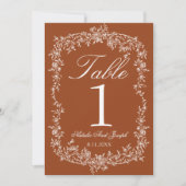 Numéro de table de mariage Fancy Floral Burnt Oran (Devant)