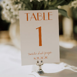 Numéro de table de mariage fantaisiste crème orang