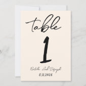 Numéro de table de mariage fantaisiste écrit à la  (Devant)