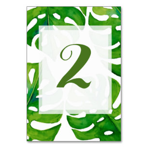 Numéro de table de mariage feuille tropical