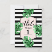 Numéro de table de mariage feuilles tropicales et (Devant)