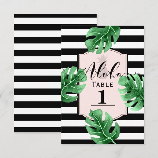 Numéro de table de mariage feuilles tropicales et (Devant / Derrière)
