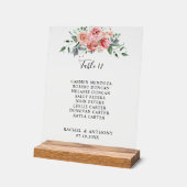 Numéro de table de mariage Fleur rose carmin Éléga (Angle)