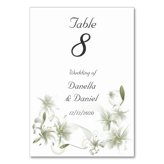 Numéro de table de mariage Fleurs blanches Floral (Par défaut)