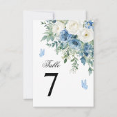 Numéro de table de mariage Fleurs Bleu Poussiéreux (Devant)