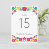 numéro de table de mariage Fleurs Colorées (Debout devant)