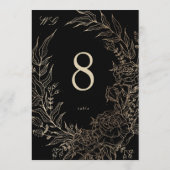 Numéro de table de mariage Fleurs dorées noires 5 (Dos)