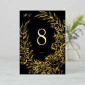 Numéro de table de mariage FLEURS en feuille d'or (Debout devant)