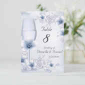 Numéro de table de mariage Fleurs Roses Argentées (Debout devant)