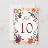 Numéro de table de mariage Fleurs roses blush Bour (Dos)