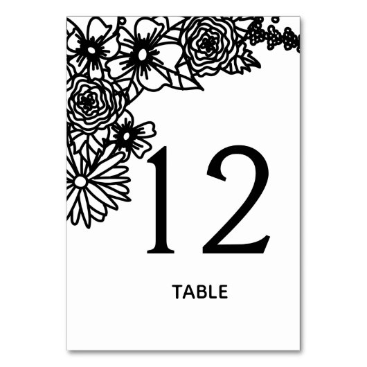 Numéro de table de mariage Fleurs sauvages noires  (Par défaut)