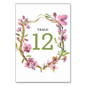 Numéro de table de mariage floral à fleurs de ceri (Dos)