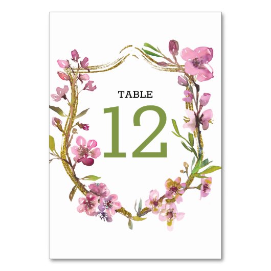 Numéro de table de mariage floral à fleurs de ceri (Par défaut)