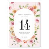 Numéro de table de mariage floral Afterglow Garden (Dos)