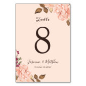 Numéro de table de mariage floral Aqua Blue Blush (Dos)