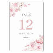 Numéro de table de mariage floral aquarelle rose t (Dos)