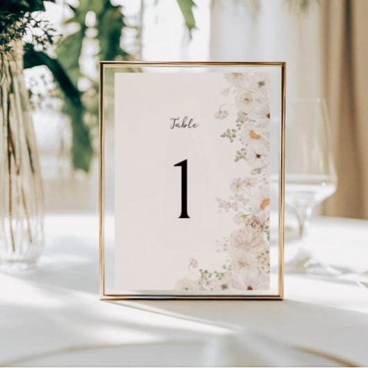 Numéro de table de Mariage Floral Blanc