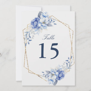 Numéro de table de mariage floral bleu poussiéreux