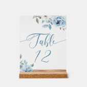 Numéro de table de mariage floral bleu poussiéreux (Recto)