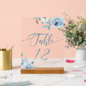 Numéro de table de mariage floral bleu poussiéreux (Mariage)