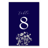 Numéro de table de mariage floral bleu royal (Dos)