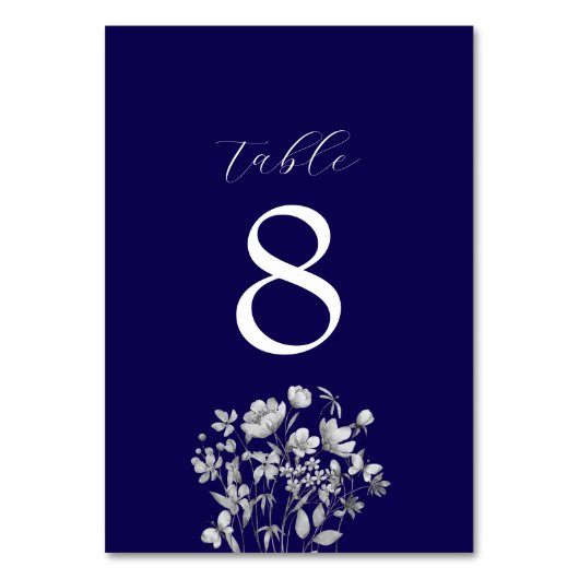 Numéro de table de mariage floral bleu royal (Par défaut)