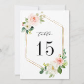 Numéro de table de mariage floral Bloom blanc rose (Dos)