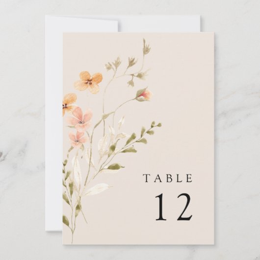 Numéro de table de mariage floral boho (Devant)