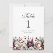 Numéro de table de mariage floral boho Bourgogne (Dos)