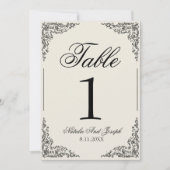 Numéro de table de mariage floral boho crème noir (Devant)