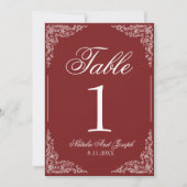 Numéro de table de mariage floral bordeaux Boho (Devant)
