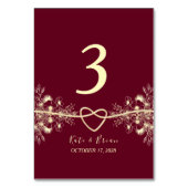Numéro de table de mariage floral bordeaux élégant (Par défaut)