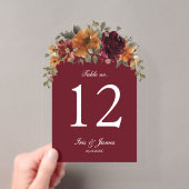Numéro de table de mariage floral Bourgogne rustiq (In situ (ordinateur de poche))