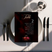 numéro de table de mariage floral chic rouge noir