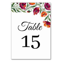 Numéro de table de mariage floral coquelicot aquar