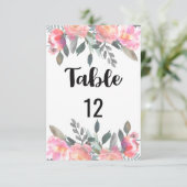 Numéro de table de mariage floral de paon (Debout devant)
