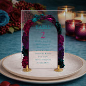 Numéro de table de mariage floral de tons de joail