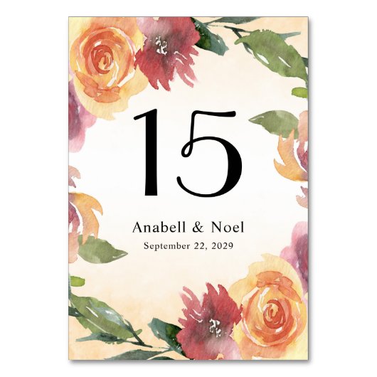 Numéro de table de mariage floral d'été (Par défaut)