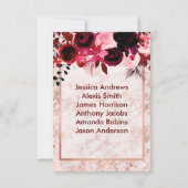 Numéro de table de mariage floral et doré rose Bou (Dos)