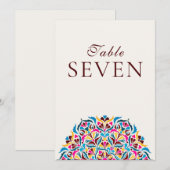 Numéro de table de mariage floral fantaisiste bleu (Devant / Derrière)