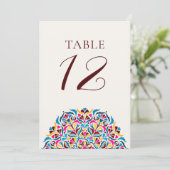 Numéro de table de mariage floral fantaisiste bleu (Debout devant)