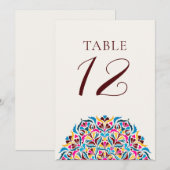 Numéro de table de mariage floral fantaisiste bleu (Devant / Derrière)