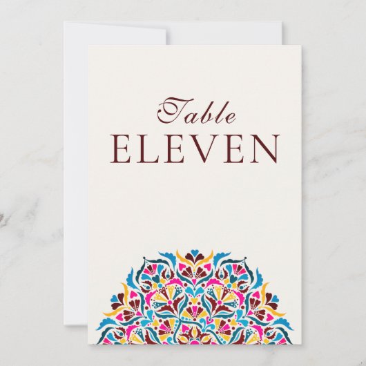 Numéro de table de mariage floral fantaisiste bleu (Devant)