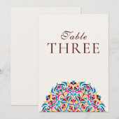 Numéro de table de mariage floral fantaisiste bleu (Devant / Derrière)