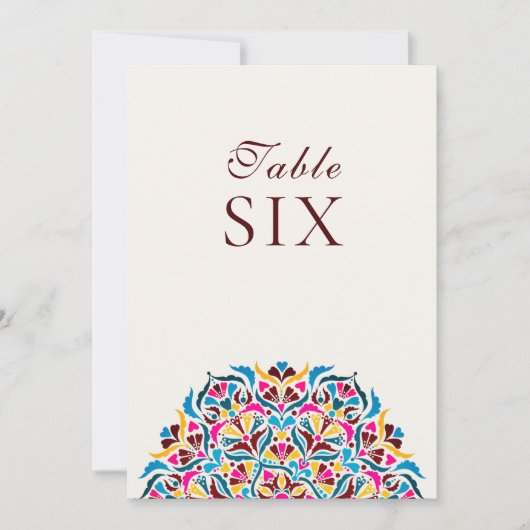 Numéro de table de mariage floral fantaisiste bleu (Devant)
